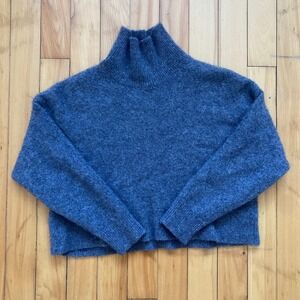 The Group Babaton Charcoal Gray Mock Neck Crop 100% Cashmere Sweater Size Small